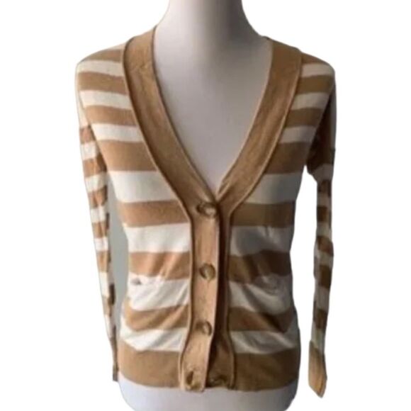 Ann Taylor Loft Brown/White Cardigan size XS - Picture 1 of 5